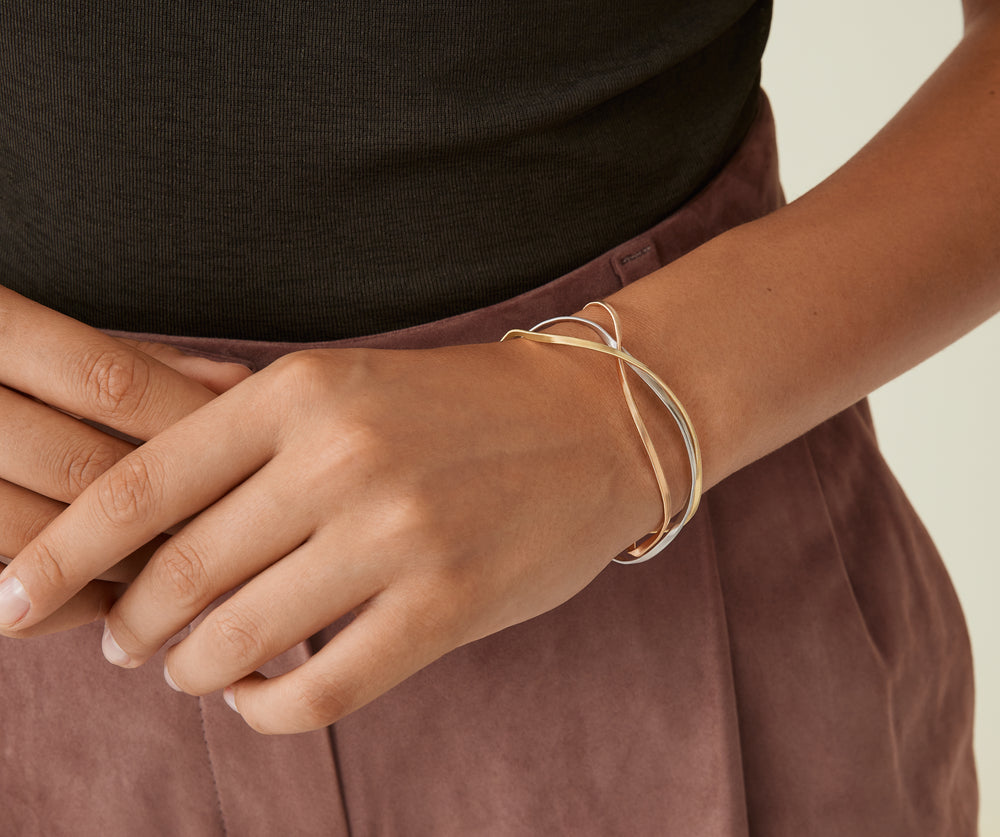 Marco Bicego Marrakech 18K Yellow, Rose & White Gold Three Strand Coiled Rigid Bangle Bangle Bracelet SG33__3C_01 - THE SOLIST