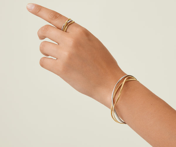 Marco Bicego Marrakech 18K Yellow & White Gold Diamond Bangle Bracelet SG33_B_YW_M5