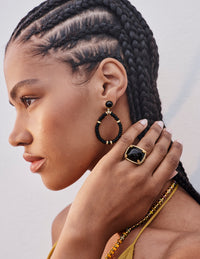 Goshwara G-One 18K Yellow Gold Black Onyx & Diamond Drop Earrings JE0411-OX-Y