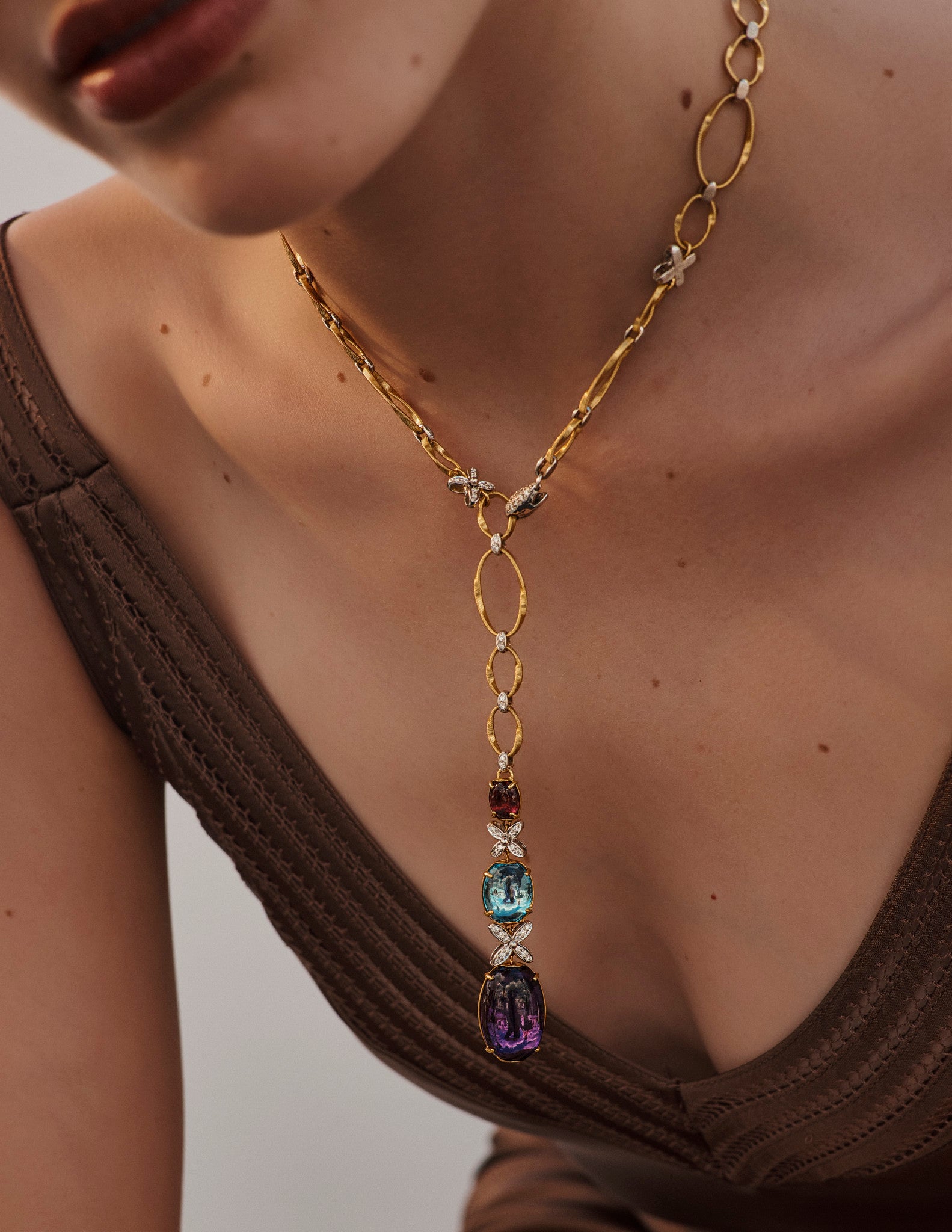 Marco Bicego Marrakech Onde 18K Yellow & White Gold Diamond & Multi-Gemstone Necklace, 16'' CG828-LB3_MX01_YW_M5 - THE SOLIST