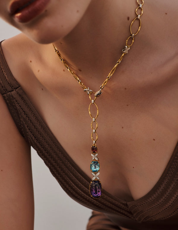 Marco Bicego Marrakech Onde 18K Yellow & White Gold Diamond & Multi-Gemstone Necklace, 16'' CG828-LB3_MX01_YW_M5
