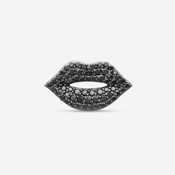 Sydney Evan Large Pavé Lips 14K Black Gold Black Diamond Mono Stud SJP1063BLK-B - THE SOLIST