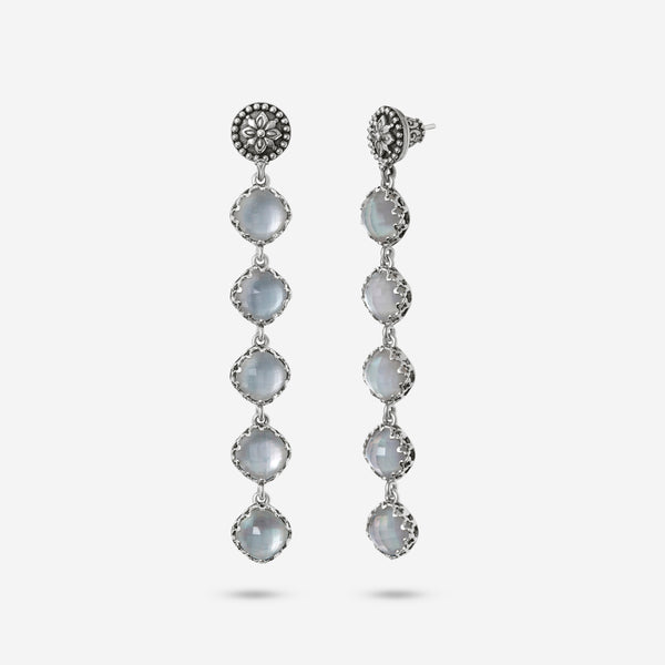 Konstantino Sterling Silver, Mother Of Pearl and Rock Crystal Doublet Drop Earrings SKKJ510-313 - THE SOLIST