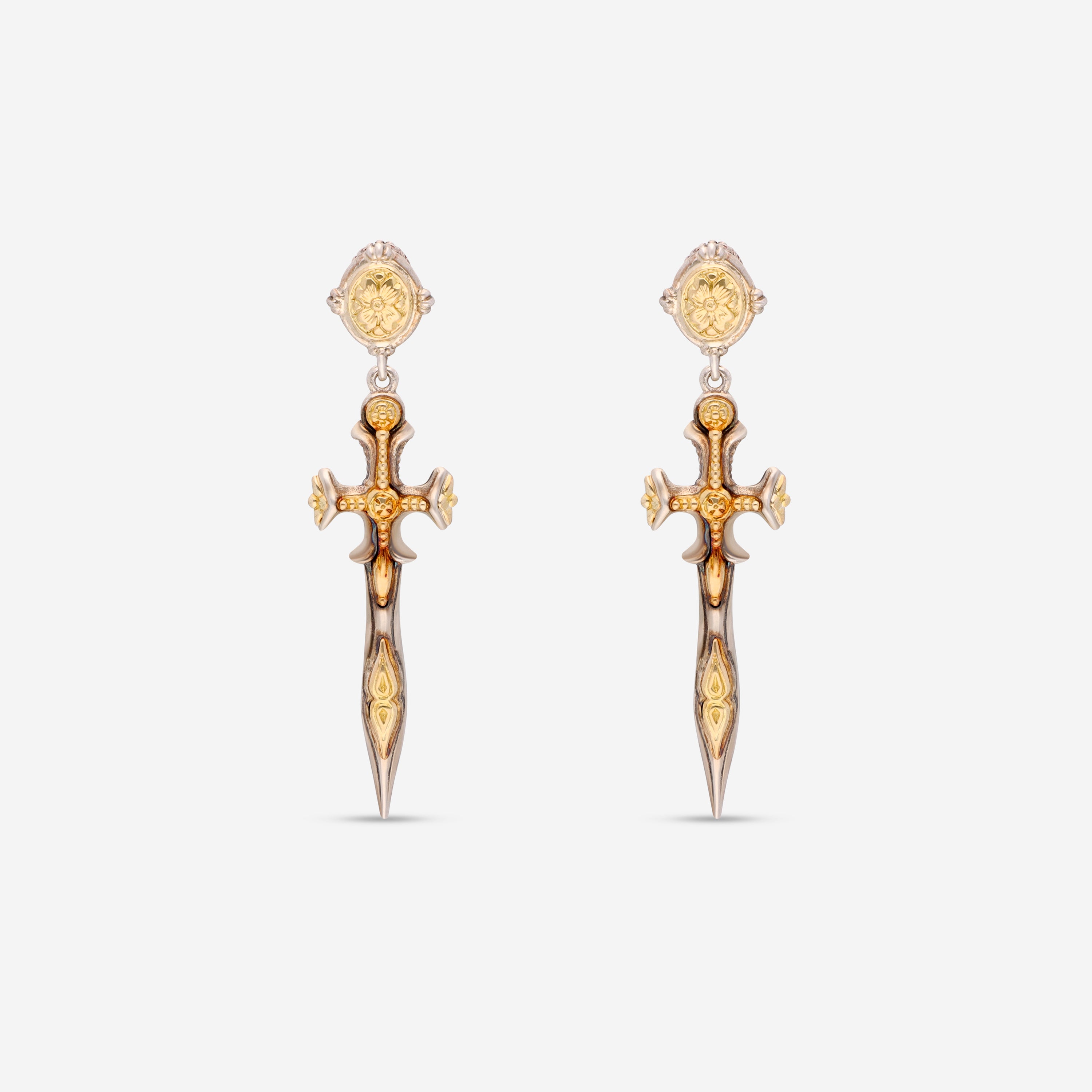 Konstantino Gaia Sterling Silver and 18K Yellow Gold Drop Earrings SKKJ621-130