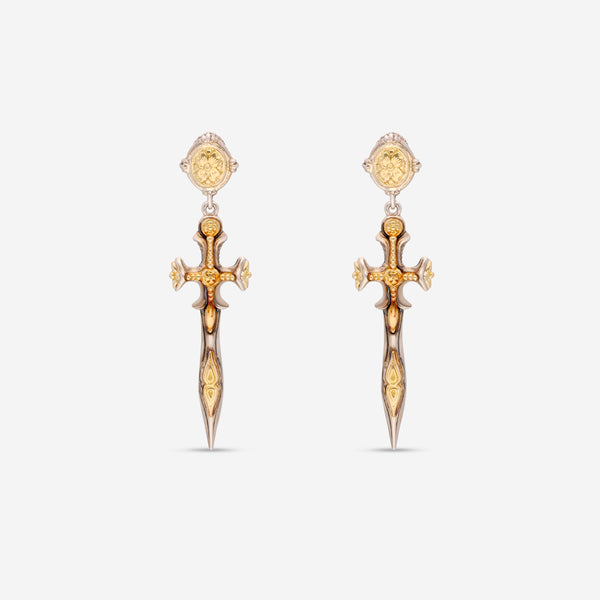 Konstantino Gaia Sterling Silver and 18K Yellow Gold Drop Earrings SKKJ621-130