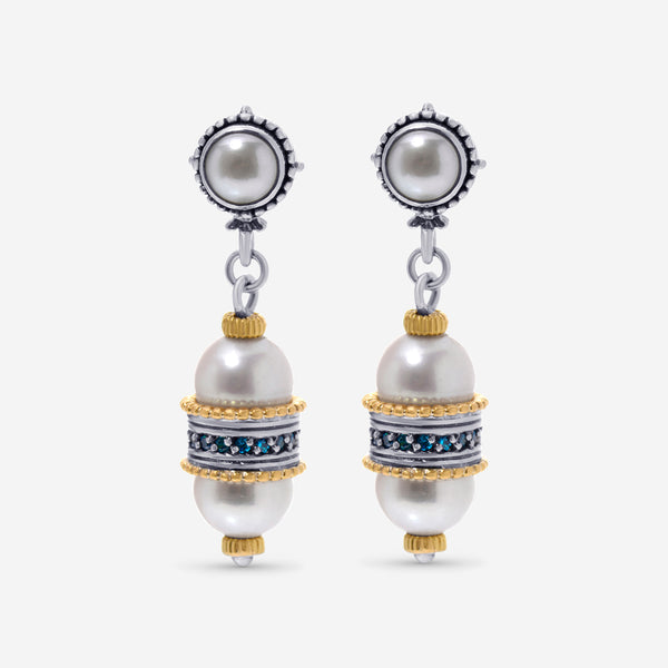 Konstantino Sterling Silver, 18K Yellow Gold, and Pearl Earrings SKKJ638-476