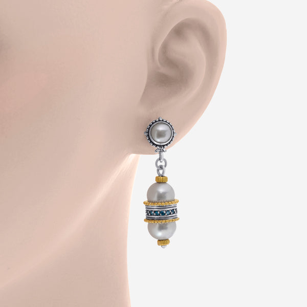 Konstantino Sterling Silver, 18K Yellow Gold, and Pearl Earrings SKKJ638-476 - THE SOLIST