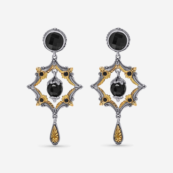 Konstantino Calypso Sterling Silver, Onyx and Spinel Drop Earrings