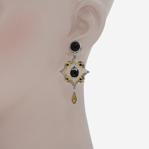 Konstantino Calypso Sterling Silver, Onyx and Spinel Drop Earrings - THE SOLIST