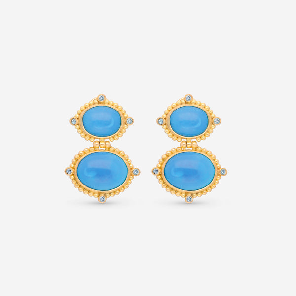 Konstantino Limited 18K Yellow Gold, Turquoise and Blue Diamond Earrings SKMK03121-18KT-470