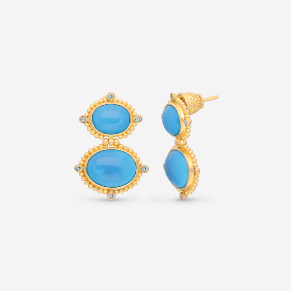 Konstantino Limited 18K Yellow Gold, Turquoise and Blue Diamond Earrings SKMK03121-18KT-470
