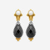 KONSTANTINO - "Nykta" Sterling Silver & 18k Yellow Gold, Onyx Cultured Pearl: & Cultured Pearl Earrings - SKMK2983-224-CUT - THE SOLIST