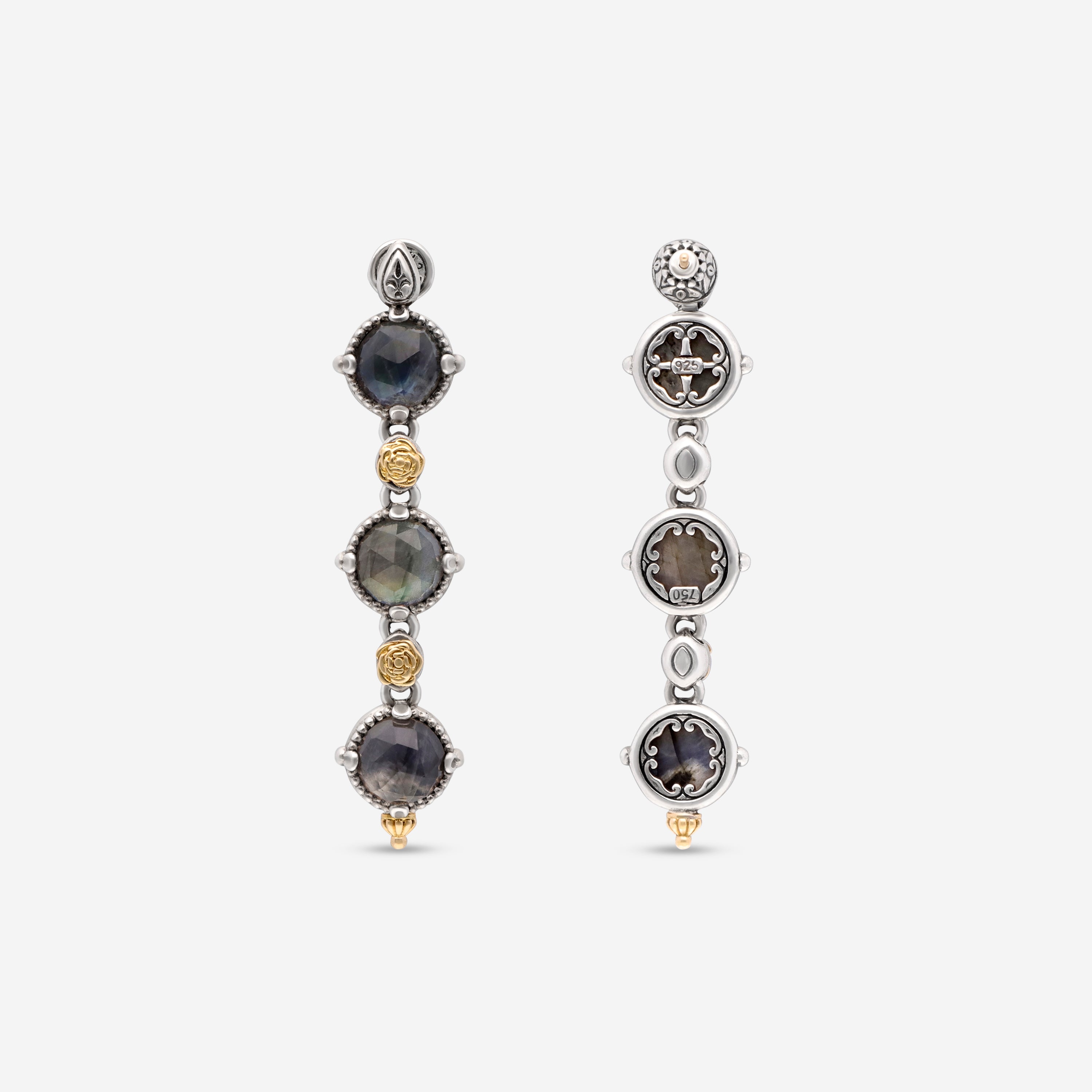 Konstantino Cassiopeia Sterling Silver and 18K Yellow Gold, Spectrolite Earrings SKMK3106-301