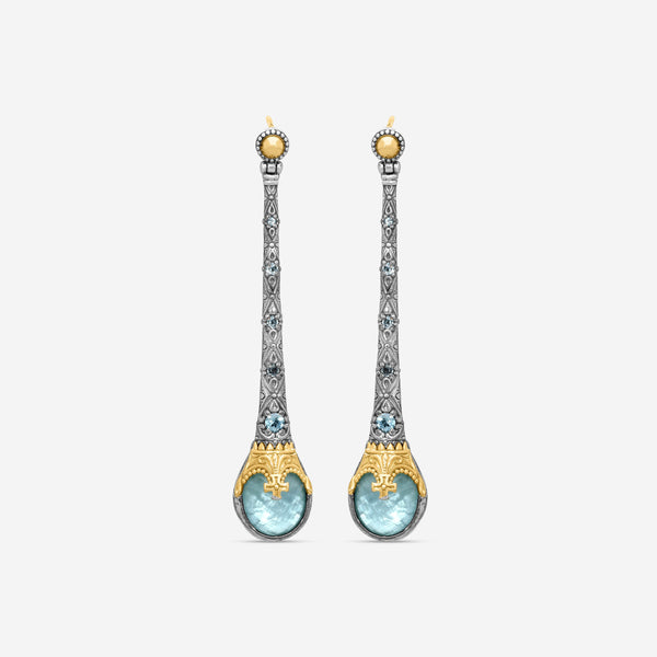 KONSTANTINO - "Gen K 2" Sterling Silver & 18k Yellow Gold, Aquamarine Triplet Earrings - SKMK3237-673 - THE SOLIST