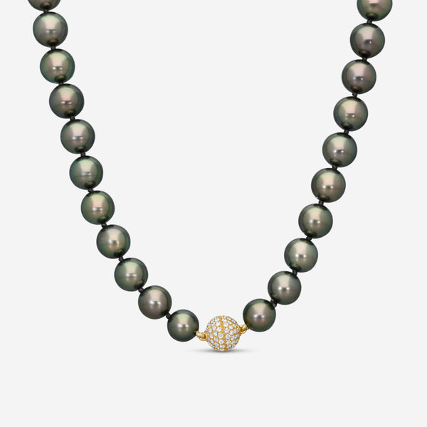 Assael 18K Yellow Gold Diamond & Tahitian Pearl Beaded Necklace SNT00382 - THE SOLIST