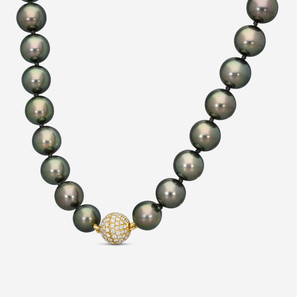 Assael 18K Yellow Gold Diamond & Tahitian Pearl Beaded Necklace SNT00382 - THE SOLIST