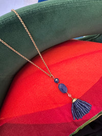 Goshwara G-One 18K Yellow Gold Sapphire Bead Tassel Pendant SP0043 - THE SOLIST