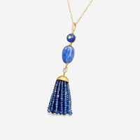 Goshwara G-One 18K Yellow Gold Sapphire Bead Tassel Pendant SP0043