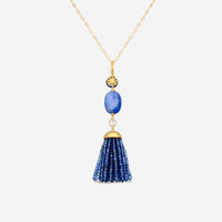 Goshwara G-One 18K Yellow Gold Sapphire Bead Tassel Pendant SP0043