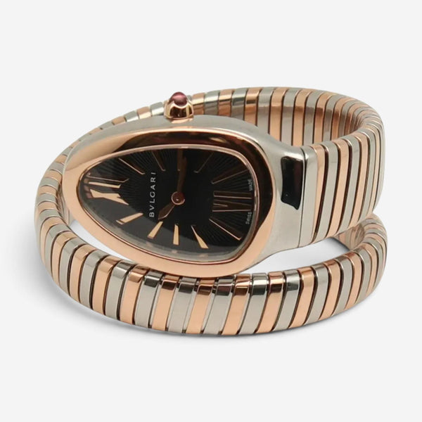 Bulgari Serpenti Tubogas 35mm 18K Rose Gold Steel Quartz Ladies Watch SP35SPG