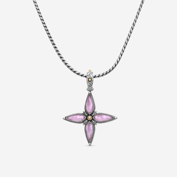 KONSTANTINO - ""Gen K 2"" Sterling Silver & 18k Yellow Gold, Pink Corundum Doublet Cross - STKJ425-652 S/S Chain Included:CHKJ22-131-18 (Length - 18in.)" - THE SOLIST