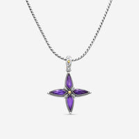 KONSTANTINO - "Gen K 2" Sterling Silver & 18k Yellow Gold, Amethyst Triplet Cross - STKJ425-653 S/S Chain Included:CHKJ22-131-18 (Length - 18in.)" - THE SOLIST