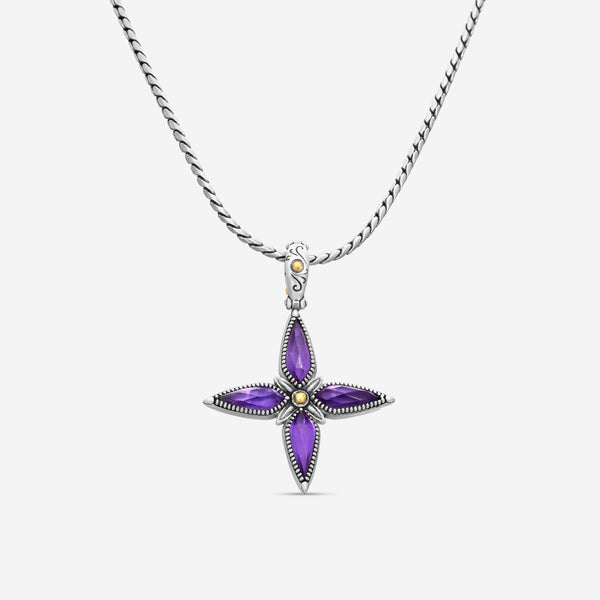 KONSTANTINO - "Gen K 2" Sterling Silver & 18k Yellow Gold, Amethyst Triplet Cross - STKJ425-653 S/S Chain Included:CHKJ22-131-18 (Length - 18in.)" - THE SOLIST