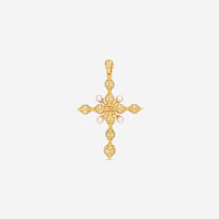 Konstantino Melissa 18K Yellow Gold, Brown Diamond, Sapphire and Pearl Cross Pendant
