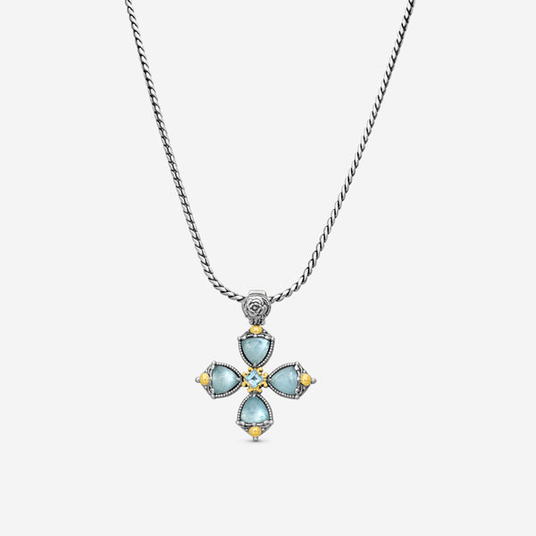 KONSTANTINO - "Gen K 2" Sterling Silver & 18k Yellow Gold, Aquamarine Aquamarine:5Mm & Aquamarine Cross (AQM: 7.45mm / AQM: 5mm) - STMK7002-673

Pendant Dimensions: 1.75 x 1.38 in.
S/S Chain Included:CHKJ23-131-20  (Length - 20in.) - THE SOLIST
