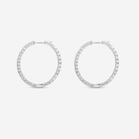 Ina Mar 14K White Gold Diamond Shared Prong Oval Hoop Earrings E1182C-FW-300F - THE SOLIST