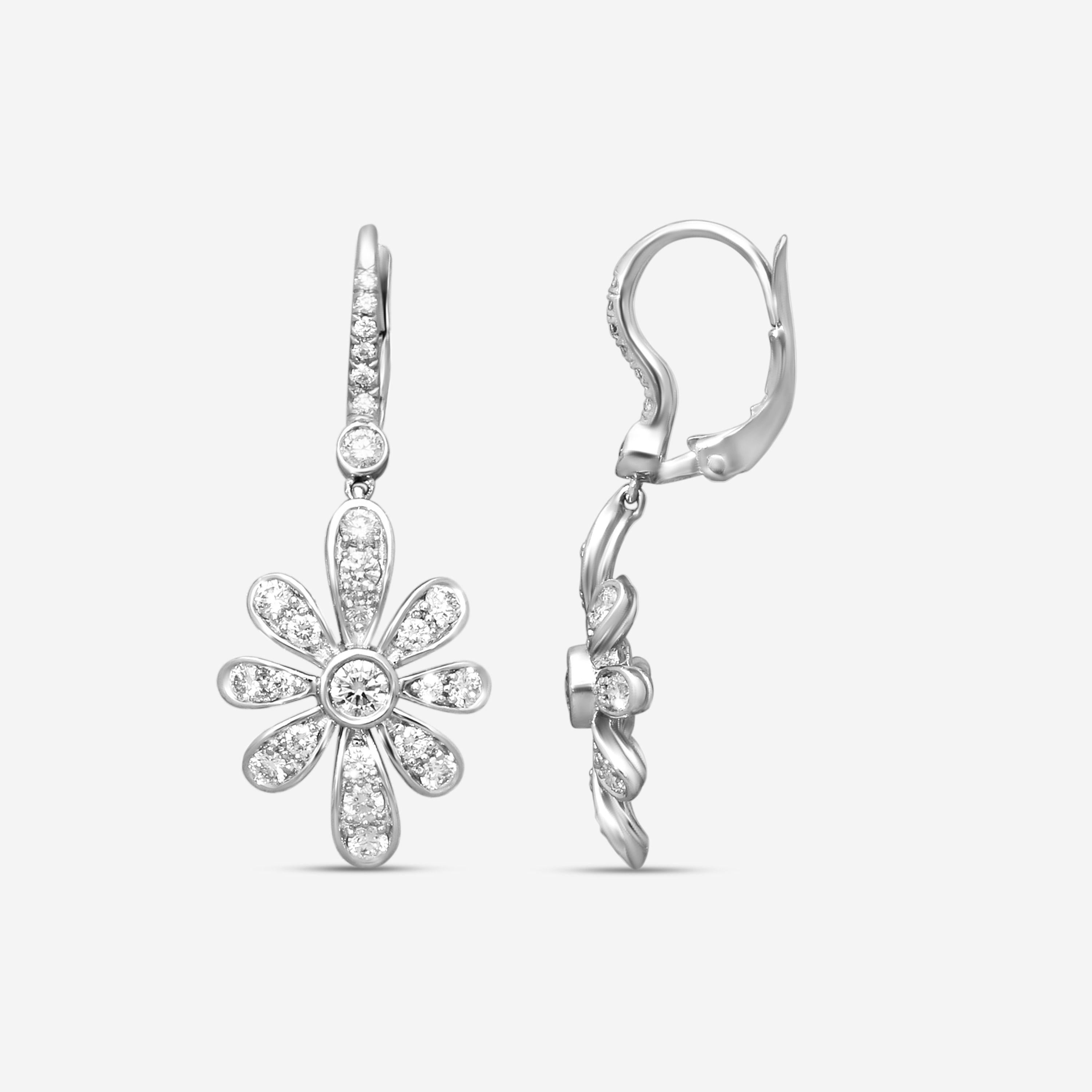 Suna 18K White Gold Diamond Ice Flower Drop Earrings E2573W-DLB