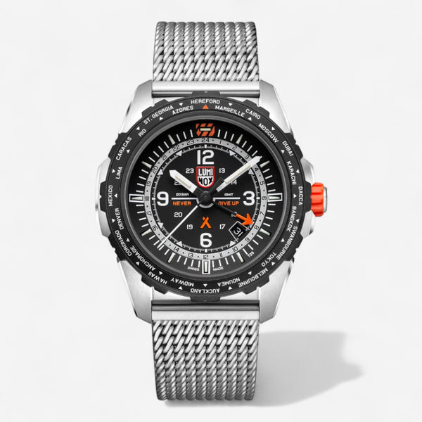 Luminox Bear Grylls Survival "Never Give Up" Stainless Steel GMT Quartz Men's Watch XB.3762