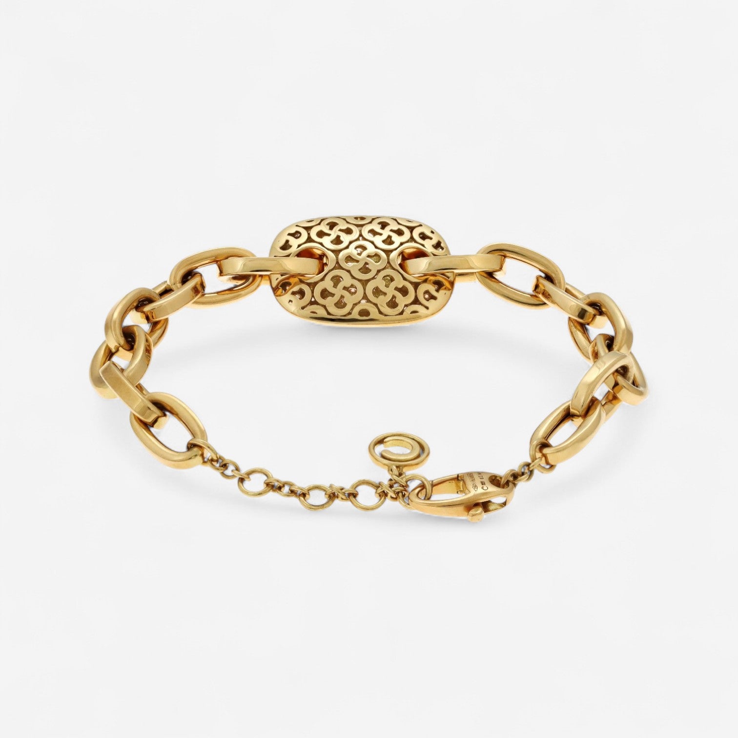 Crivelli 18K Yellow Gold Diamond Pavé Link Bracelet B0245E-7 - THE SOLIST