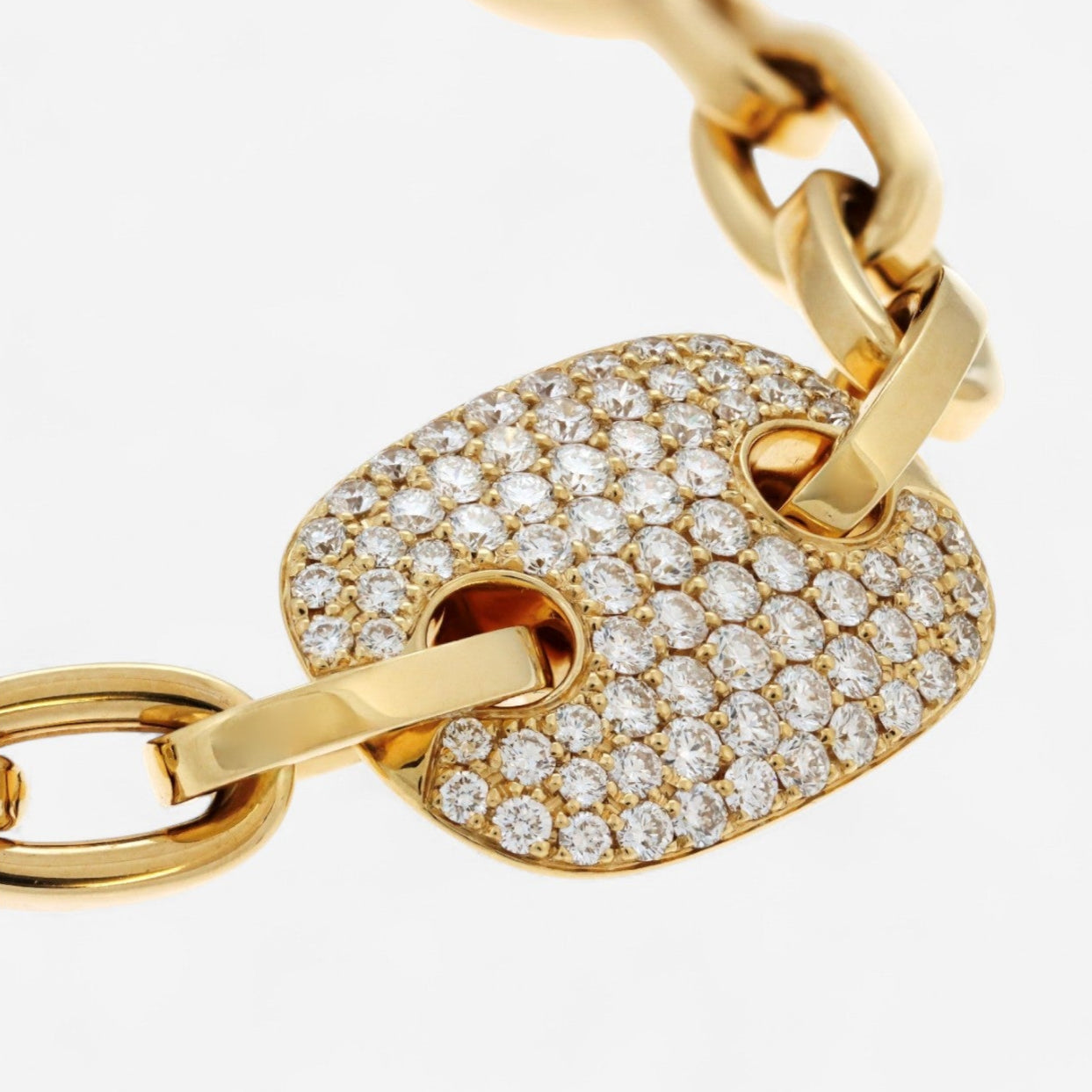 Crivelli 18K Yellow Gold Diamond Pavé Link Bracelet B0245E-7 - THE SOLIST