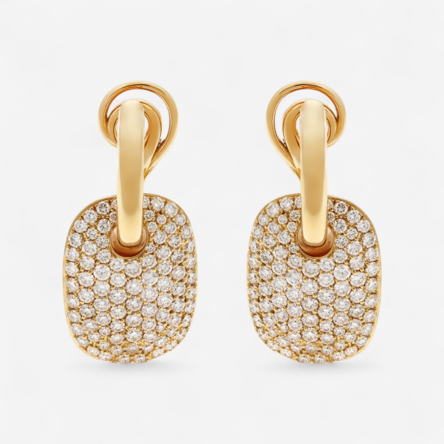 Crivelli 18K Yellow Gold Diamond Pave Drop Earrings E0071E - THE SOLIST