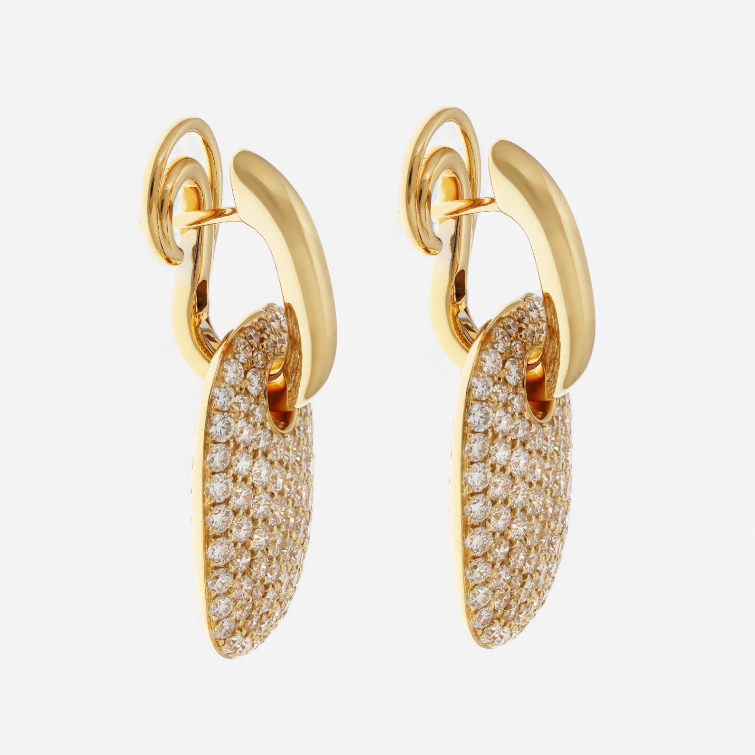 Crivelli 18K Yellow Gold Diamond Pave Drop Earrings E0071E - THE SOLIST
