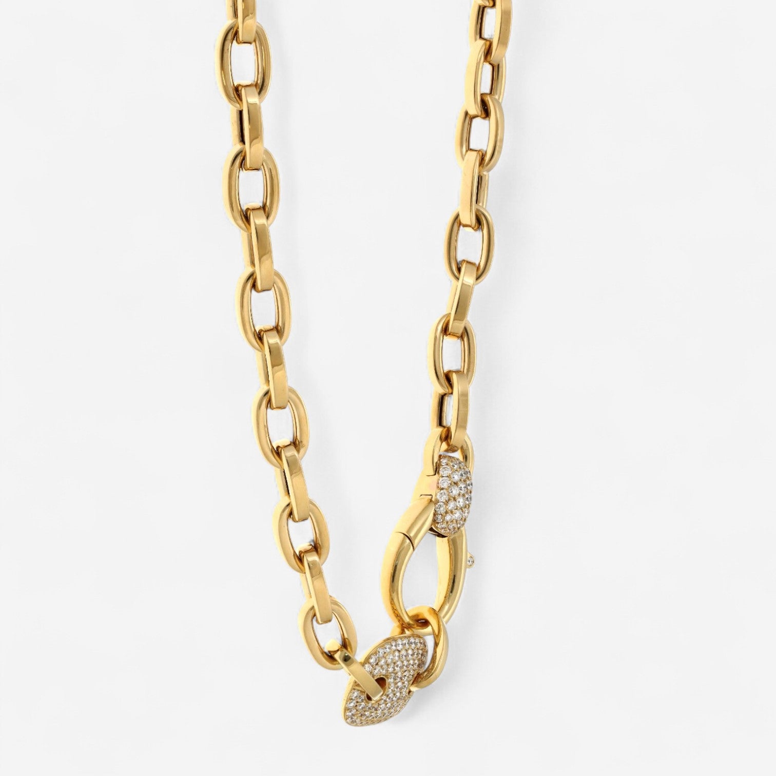 Crivelli 18K Yellow Gold Diamond Pave Station Link Necklace N0163E-17 - THE SOLIST