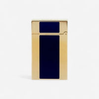 S.T. Dupont Line 2 Blue Lacquer & Yellow Gold Plated Dual Flame Lighter 16381