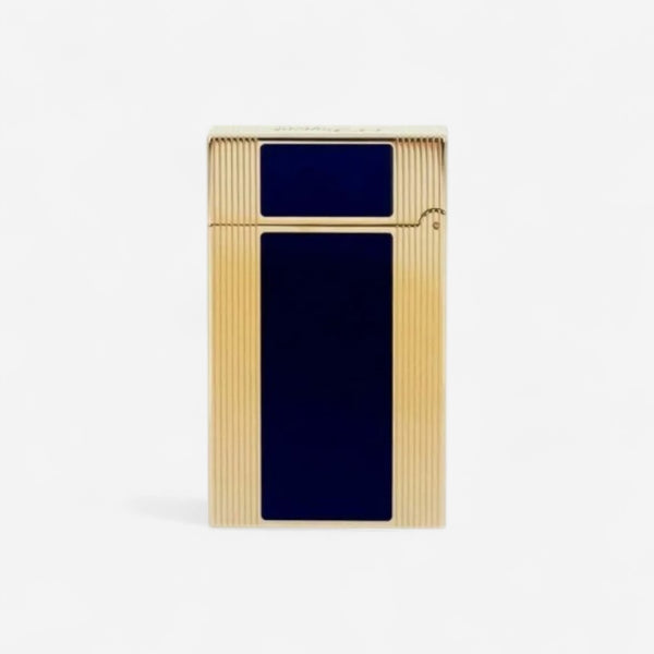 S.T. Dupont Line 2 Blue Lacquer & Yellow Gold Plated Dual Flame Lighter 16381