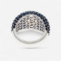 Alberto Milani 18K White Gold Diamond & Blue Sapphire Dome Ring Sz. 7 R0199E-7