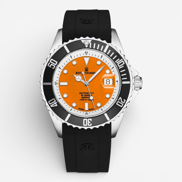 Revue Thommen Diver Orange Dial Stainless Steel Automatic Men's Watch 17571.2339 - THE SOLIST