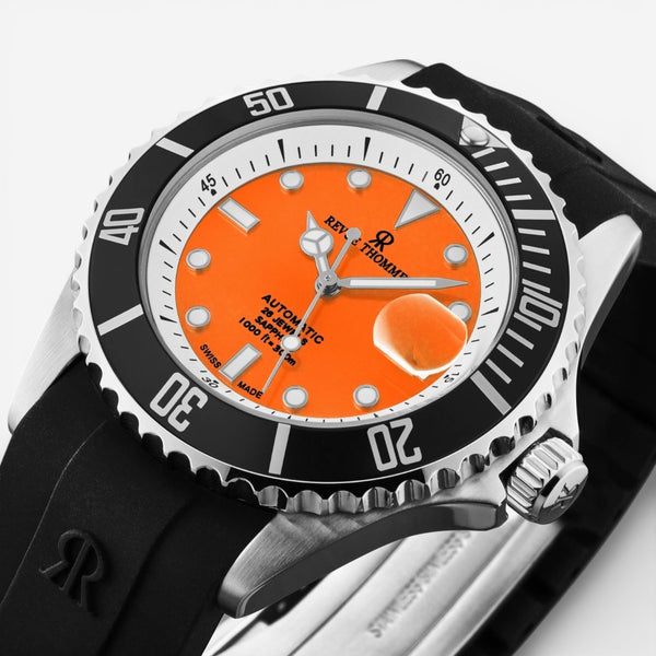 Revue Thommen Diver Orange Dial Stainless Steel Automatic Men's Watch 17571.2339 - THE SOLIST