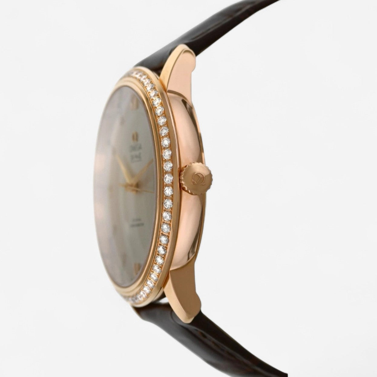 Omega De Ville Prestige 18K Rose Gold Automatic Diamond Unisex Watch 424.58.40.20.52.002