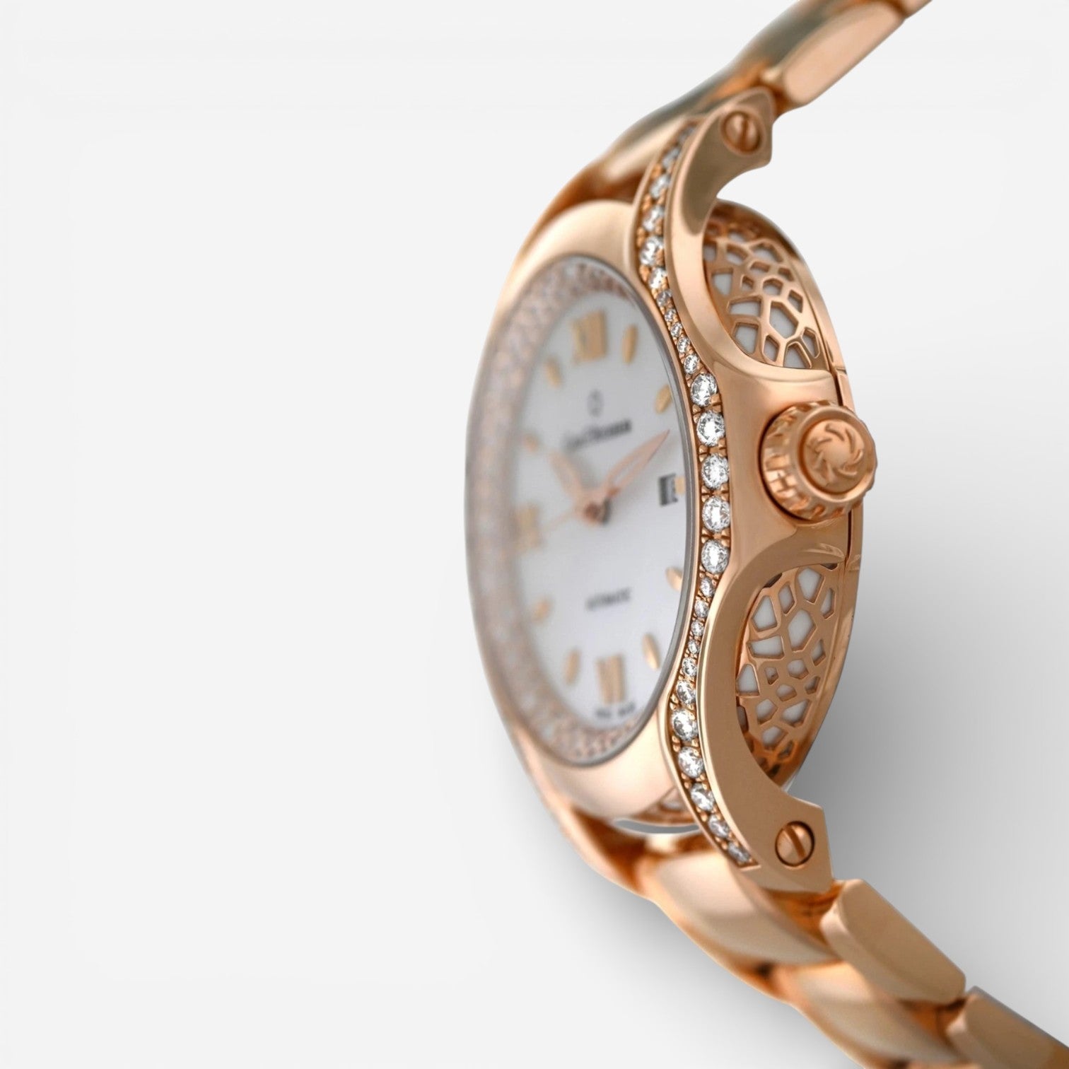 Carl F. Bucherer Pathos Diva 18K Rose Gold Roman Numerals Diamond Automatic Ladies Watch 00.10580.03.75.31.01