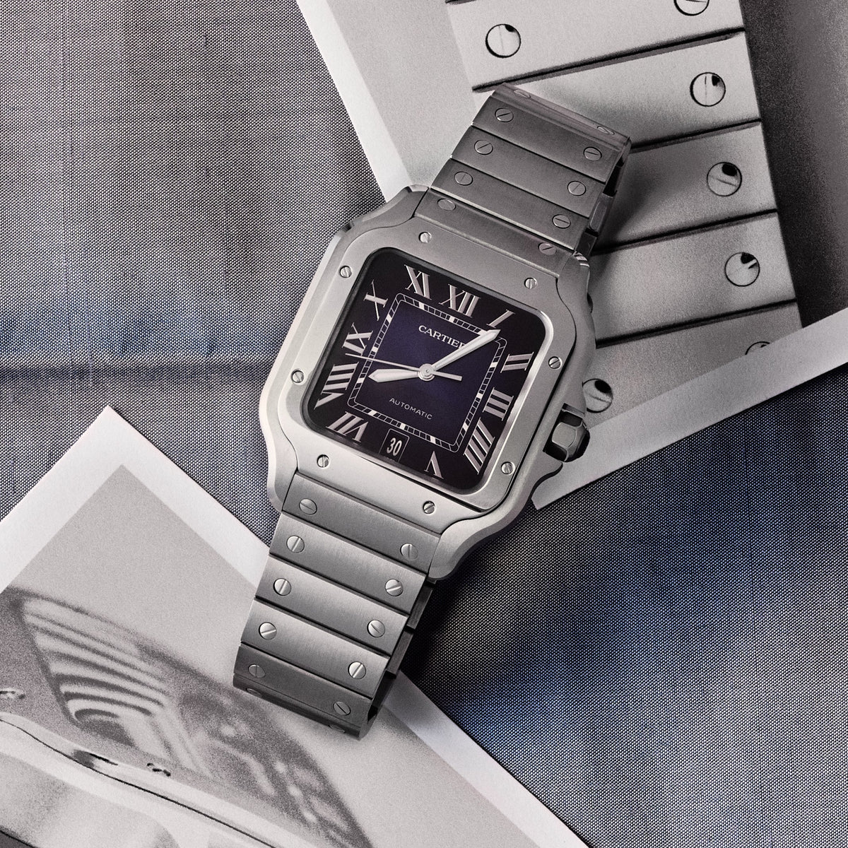 Men's silver wristwatch close-up