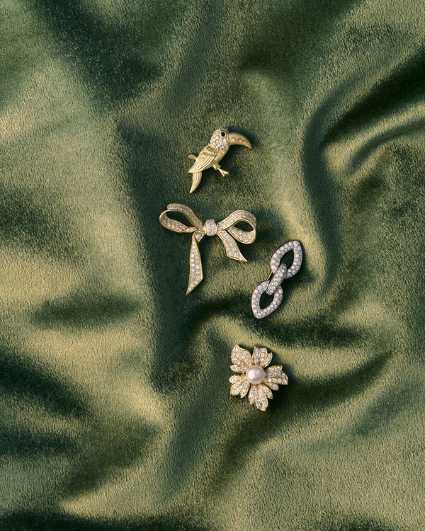 Suna 18K Yellow Gold Diamond & Pearl Brooch P6844CPY