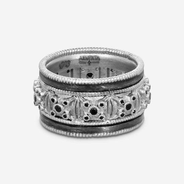 Armenta Sterling Silver Multi-Gemstone Wide Band Ring Sz. 10 18017