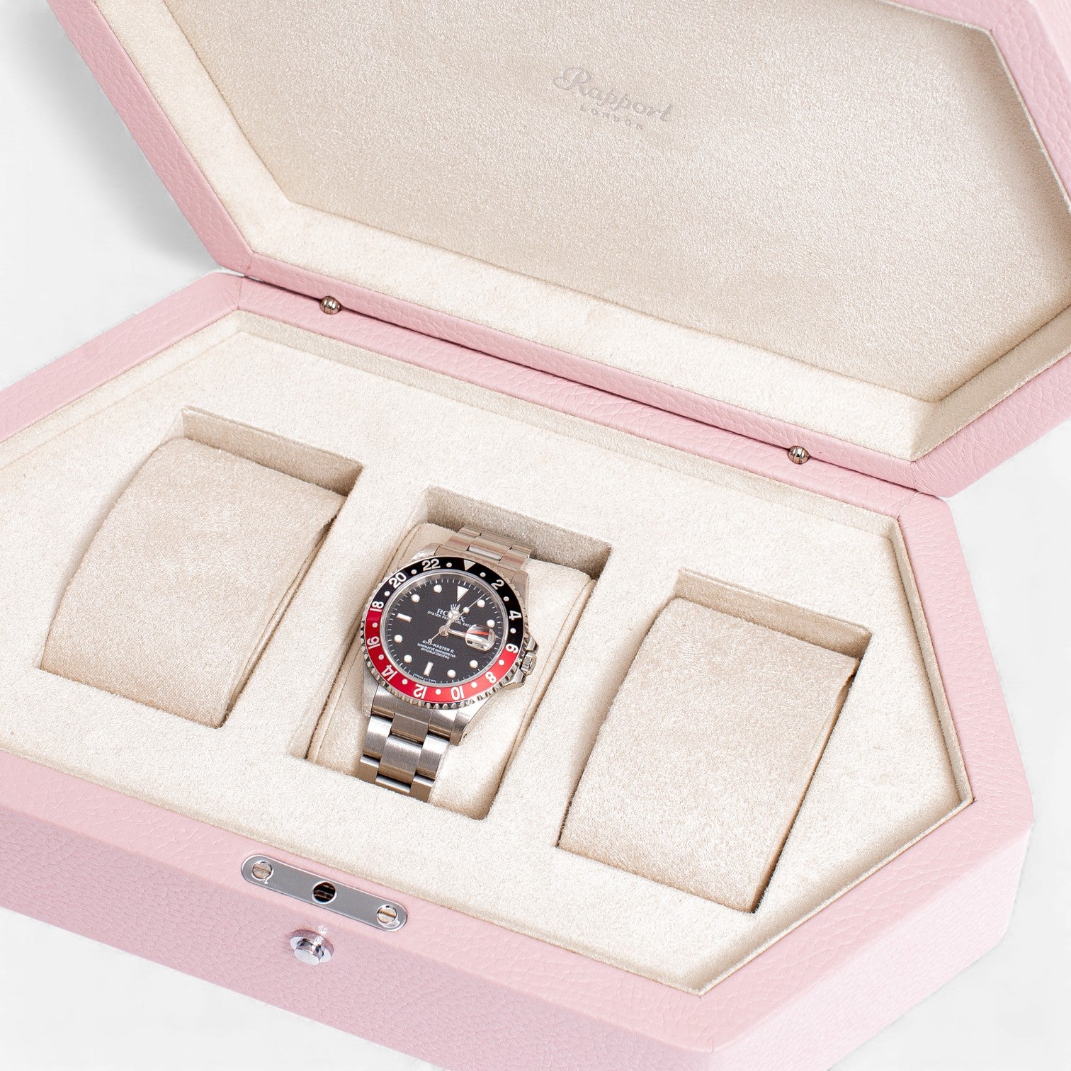 Rapport London Portobello Ice Cream Grained Leather Three Watch Box TA40