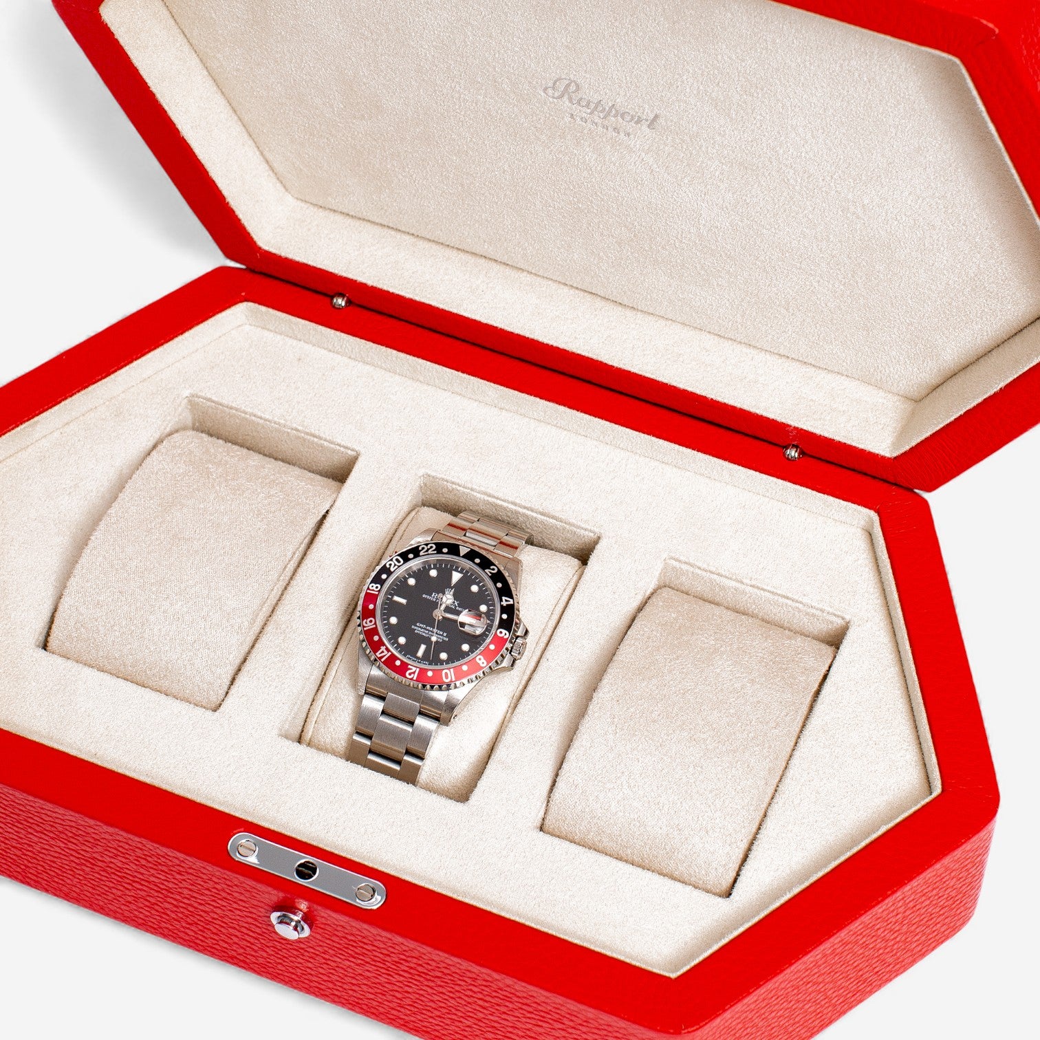Rapport London Portobello Ruby Leather Three Watch Box TA42