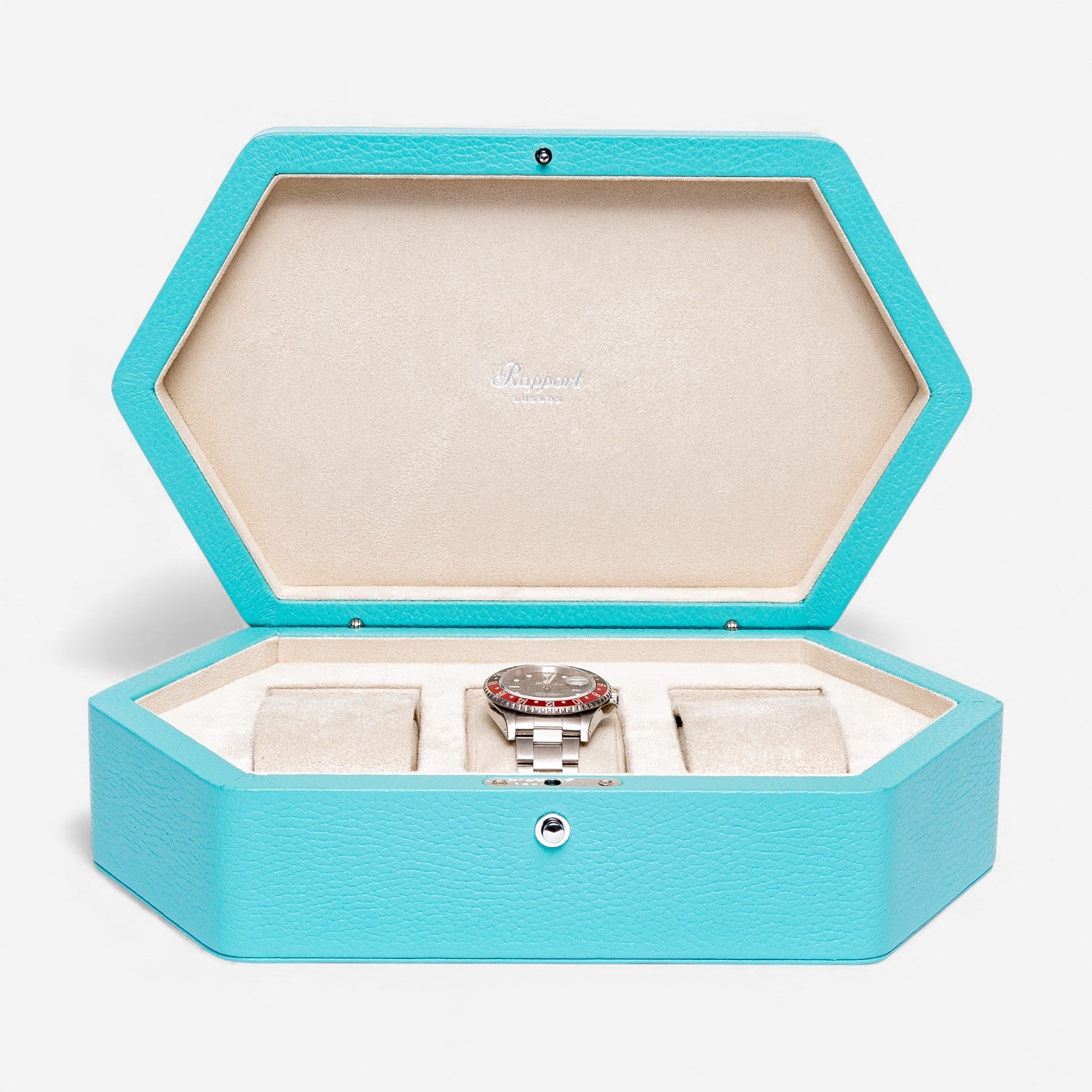 Rapport London Portobello Turquoise Leather Three Watch Box TA43